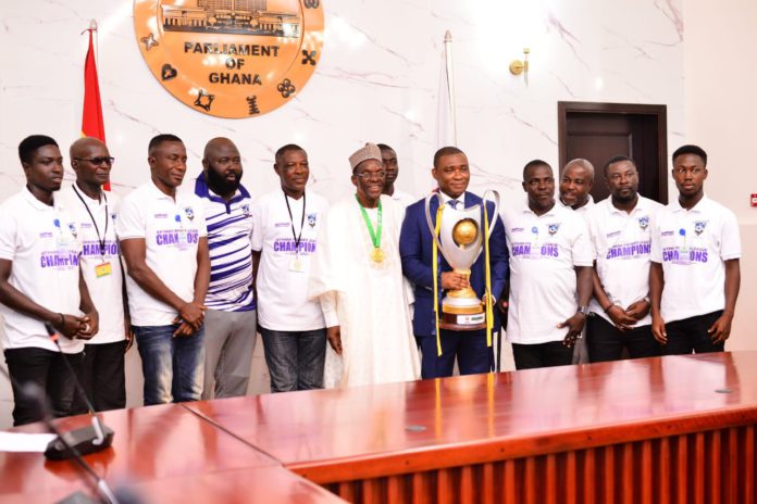 Alban Bagbin with Medeama SC players and officials