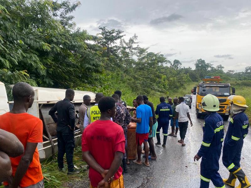 Fuel tanker overturns and blocks Morso-Kurofa road at Asante Akyem South