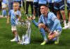 Foden and son Ronnie starred in Man City's treble celebrations Credit: Getty