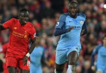Sadio Mane battles Yaya Toure during Liverpool's 1-0 win over Manchester City in 2016