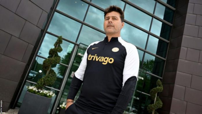 Mauricio Pochettino on his first day at Cobham training ground