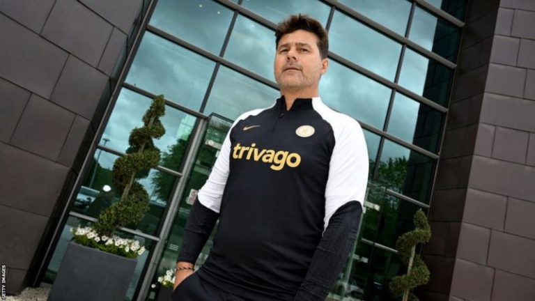 Mauricio Pochettino on his first day at Cobham training ground