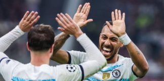 Pierre-Emerick Aubameyang scored the last of his three goals for Chelsea in a 2-0 win at AC Milan in the Champions League in October