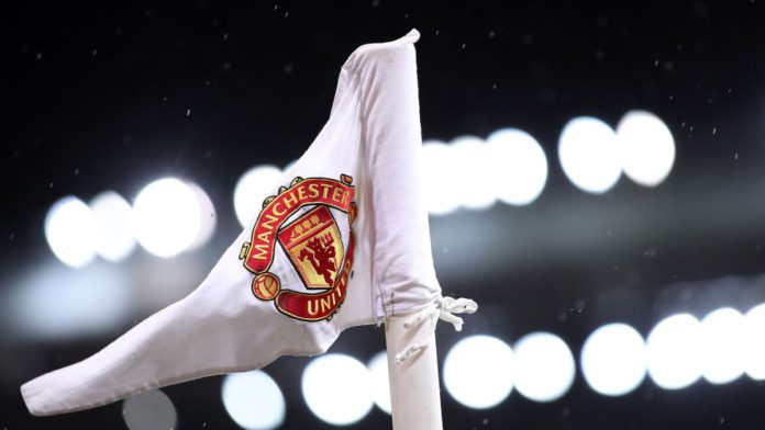 A corner flag is seen with the club badge before for the English Premier League football match between Manchester United and Everton at Old Trafford in Manchester, north west England, on February 6, 2021. - RESTRICTED TO EDITORIAL USE. No use with unautho Image credit: Eurosport