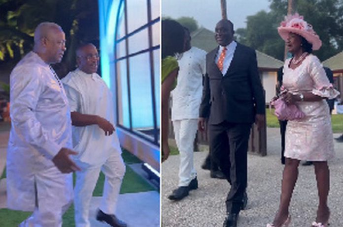 Combination photo of arrival of Mahama and The Kyerematens to the event