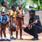 Dr George Akuffo Dampare engaging with the school children