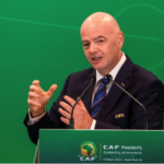 FIFA president Gianni Infantino addresses delegates during the CAF President's Outstanding Achievement Awards, in Kigali, Rwanda March 14, 2023. REUTERS/Jean Bizimana/File Photo