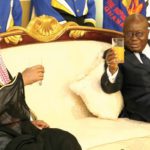 President Akufo-Addo (right) proposing a toast to Sultan Abdulrahman Al-Dakel (left), Ambassador of the Kingdom of Saudi Arabia to Ghana, at the Jubilee House