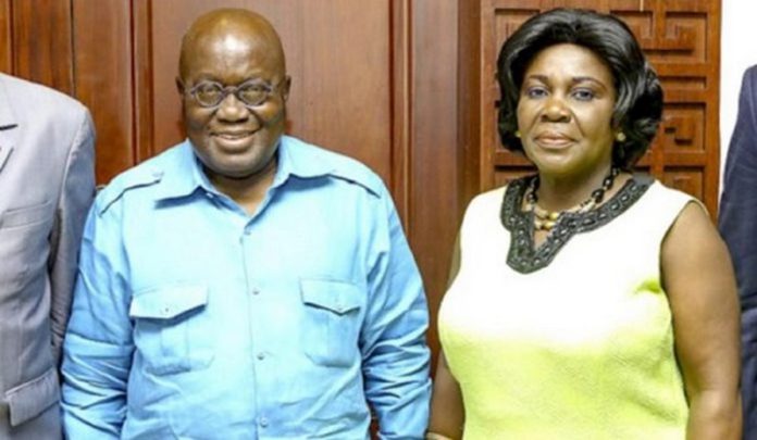 President Akufo-Addo with the former Sanitation Minister Cecilia Abena Dapaah