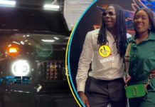 Stonebwoy and his wife ride in a 2023 Registered Mercedes AMG G63. Image Credit: @ghkwaku