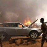 Ousted president's party HQ set ablaze in Niger | credit: BBC