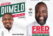 Campaign posters of John Dumelo and Fred Nuamah