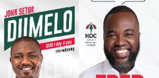 Campaign posters of John Dumelo and Fred Nuamah