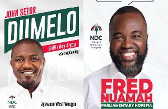 Campaign posters of John Dumelo and Fred Nuamah