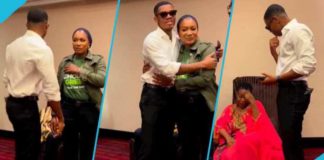 The second lady eye-talks KiDi to greet David Dontoh and Akorfa Ejani Photo credit: @kidihq