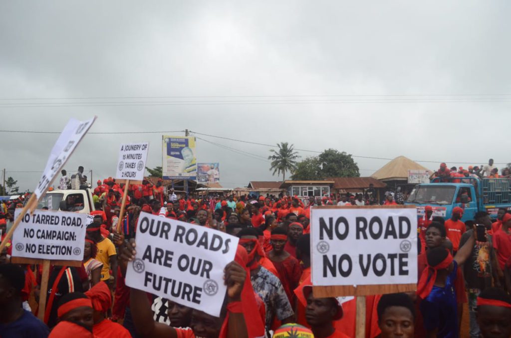 Wassa communities embark on a ‘No Road, No Vote’ demonstration