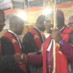 Most Rev. Paul Kwabena Boafo (with a staff in hand), ordaining the priests at the ceremony