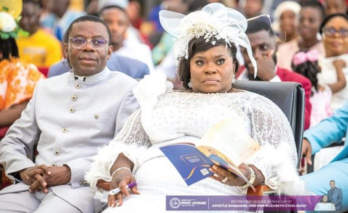 Apostle Emmanuel Gyesi-Addo and Elizabeth Gyesi-Addo, his wife, during their retirement service