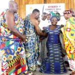 COP Maame Yaa Tiwaa Addo-Danquah (2nd from right) being enstooled as the Ekuo Na of the Holy Family Akankuo at the Accra Archdioces of the Catholic Church. Picture: SAMUEL TEI ADANO