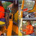 Ghanaian Actress Benedicta Gafah in a tricycle Photo Source: empress_dictabee
