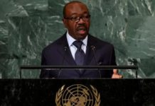 Ali Bongo, seen here addressing the UN in 2022, came to power when his father died in 2009