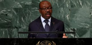 Ali Bongo, seen here addressing the UN in 2022, came to power when his father died in 2009