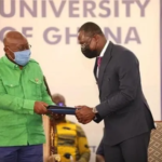 President Akufo-Addo and the Chairman of Jospong Group of Companies, Joseph Siaw Agyepong.Picture Credit: University of Ghana