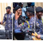 Combination photos of IGP exchanging pleasanteries with three brothers Credit : IGP photographer