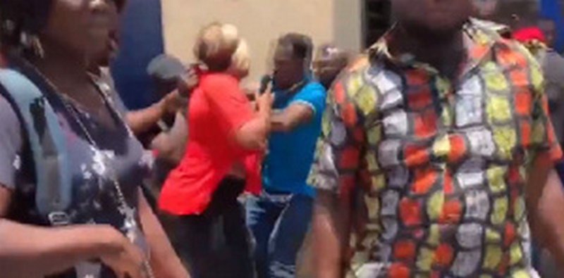 Bridget Otoo being molested during the protest
