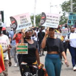 Singer Efya and actress Efia Odo at the #OccupyJulorbiHouse demo in Accra