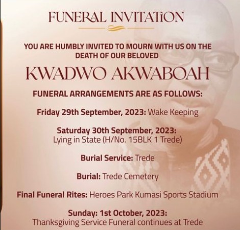 Family announces burial date for veteran artiste Akwaboah Snr