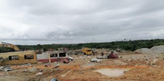 The quarry site at Shama after the explosion