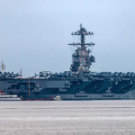 The USS Gerald R. Ford aircraft carrier is heading to the region (file photo)