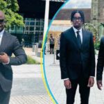 Stephen Appiah and his son Larry Appiah at Birmingham. Image Credit: @stephenappiahofficial