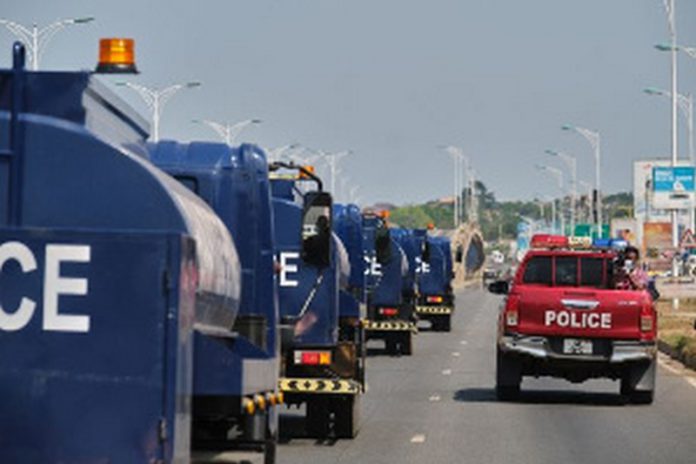 Some water trucks from the Ghana Police Service
