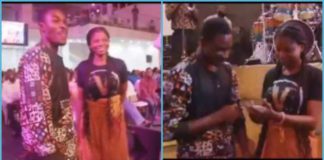 A collage of the male and female congregant who was paired by their pastor Photo credit: Twitter Source: @sikanikwame_.