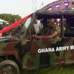 Ghana Armed Forces outdoors locally made mini Jeep for transportation