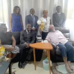 Foreign Affairs Ministry celebrates Ambassador Akwei’s 100th birthday Ramses Cleland (seated middle) with other members of the delegation from the Ministry of Foreign Affairs during the celebration of the 100th birthday of Ambassador Richard Akwei (right)