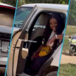 Jackie Appiah flaunts her white Range Rover. Image Credit: @zionfelixdotcom and @nkonkonsa