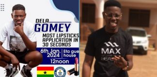 Ghanaian man to attempt most lipstick applications world record on January 6