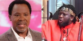 Ajagurajah (right) fires critics of the late TB Joshua (left)