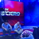 Staff were forced to on to the floor, before the live feed cut out.