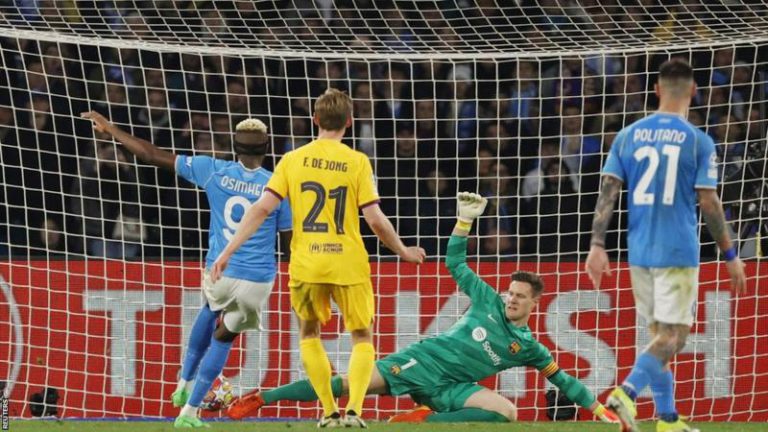 UCL: Victor Osimhen scores on return as Napoli hold Barcelona
