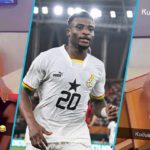 Mohammed Kudus is waiting for his food at a restaurant. Image Credit: Getty Images and @juliusattah3