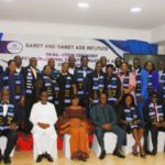 Justice Jennifer Abena Dadzie (third left), Mr Gamey (second left), and Dr Seddoh ( third right) with the graduating students