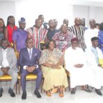 Rev. Dr Ernest Adu-Gyamfi (2nd from left), National Peace Council (NPC) Board Chairman; Sheikh Armiyawo Shaibu (right), Spokesperson for the National Chief Imam; George Amoh (left), Executive Secretay, NPC; Joana Adzoa Opare (middle), member, Governing Board, NPC, and Sheikh Salman Mohammed Alhassan (2nd from right), Board member of the NPC, with some participants. Picture: ESTHER ADJORKOR ADJEI