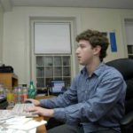 Mark Zuckerberg works in his Kirkland dorm room in 2004, following the launch of thefacebook.com.  Credit: Lowell K. Chow/The Harvard Crimson