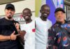 Ramsey Noah and Victor Osuagwu welcomed at the Kotoka International Airport, Ghana by Ghanaian actor Kwadwo Nkansh popualrly referred to as Lil Win for a film project titled "A Country called Ghana'