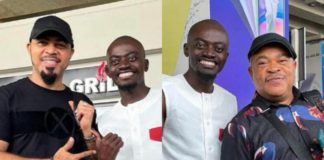 Ramsey Noah and Victor Osuagwu welcomed at the Kotoka International Airport, Ghana by Ghanaian actor Kwadwo Nkansh popualrly referred to as Lil Win for a film project titled "A Country called Ghana'