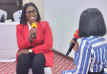 Mz Nana in an interview with Doreen Avio during her Meet the Press event that took place at AH Hotel and Conference, East Legon, Accra